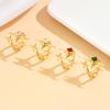 Stainless Steel Gold Color Zircon Star Ring Women's Waterproof Luxury Exaggerated Zircon Birthday Gift Wholesale
