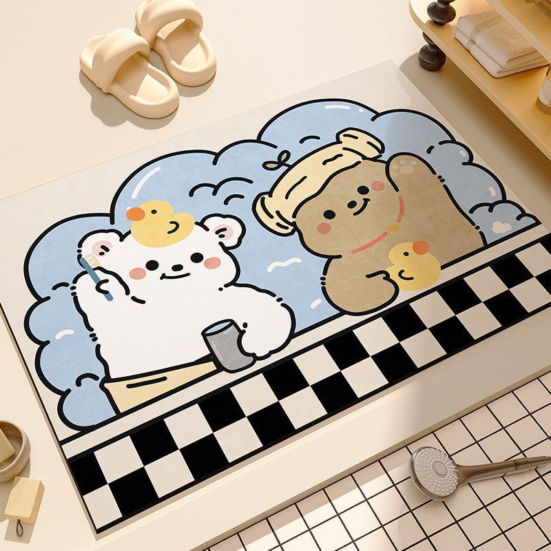 Diatom Mud Soft Absorbent Anti-Slip Quick-Dry Cute Bathroom Mat