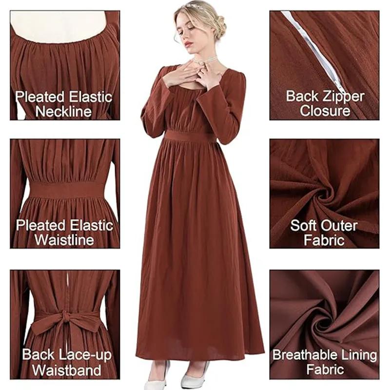 Ladies Retro Dress Medieval Classic Victorian Dress Long Dress Regent Era