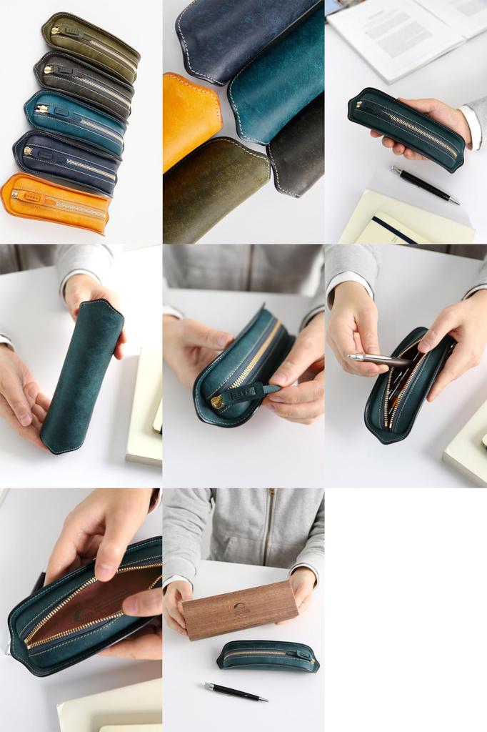 CORBO. Genuine Leather Pen Case, Men's, Blue, CO-1LN-1702-71