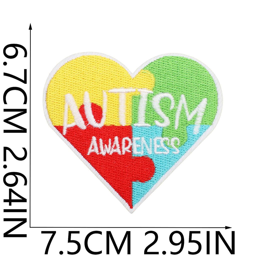 Färg pussel broderi tyg klistermärke liten dinosaurie dator broderi etikett tecknad sköldpadda autism kampanj patch klistermärke strykning