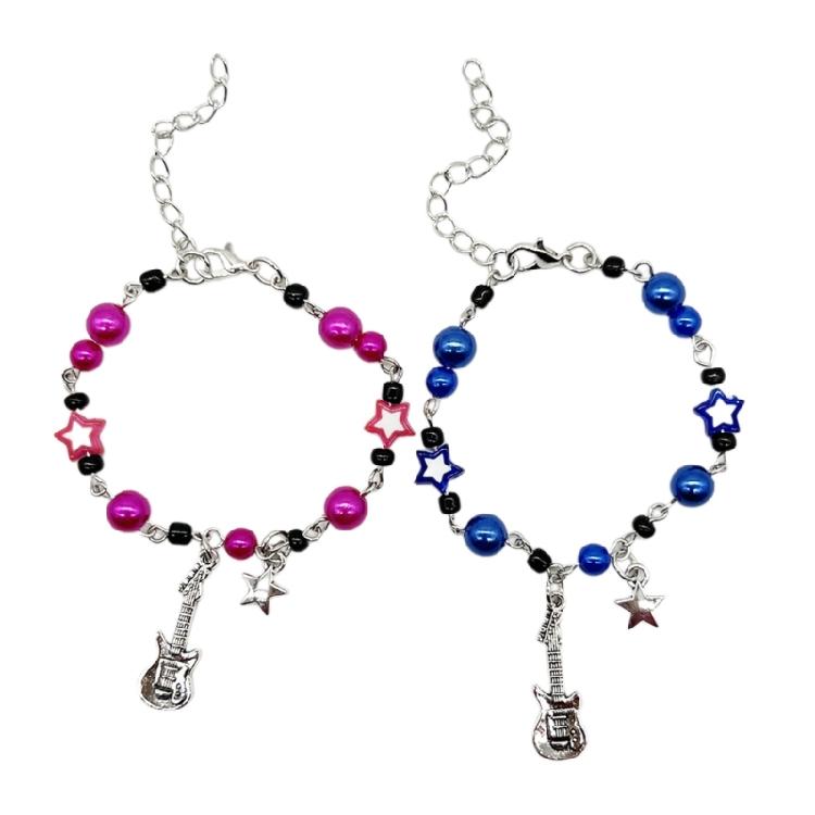 

2pcs Guitar Star Charm Bracelet Jewelry Wristband Elegant Bangle for Couples 1