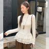 Johnature Lace Long-Sleeve T-Shirt Women Autumn Winter Korean-Style Simple Casual Base T-Shirts
