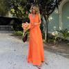 Women's  Summer Cotton Linen Vest Maxi Skirt Two Piece Set Casual Outfit, European American Style Casual Matching Suit