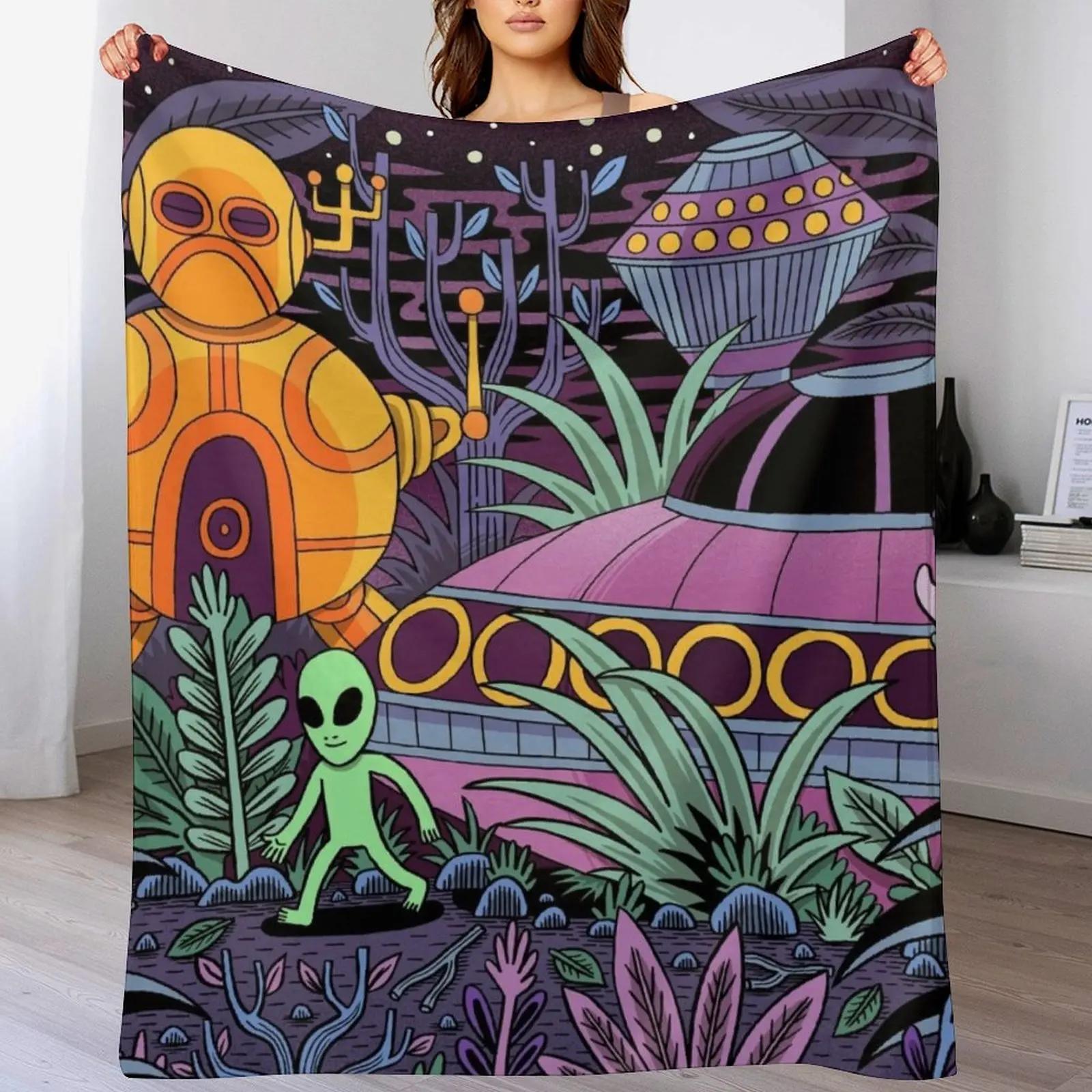 

UFO Landing Throw Blanket Lightweight Warm Blanket for Travel Camping 102x76cm(40x30in)