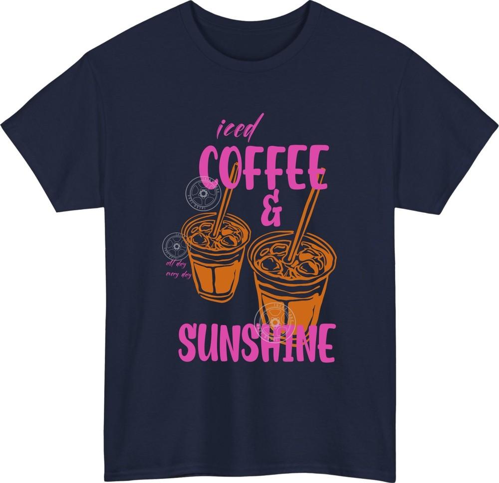 Iced Coffee Sunshine Caf Unisex TShirtFun Summer Vibes Retro Coffee Tee Top S