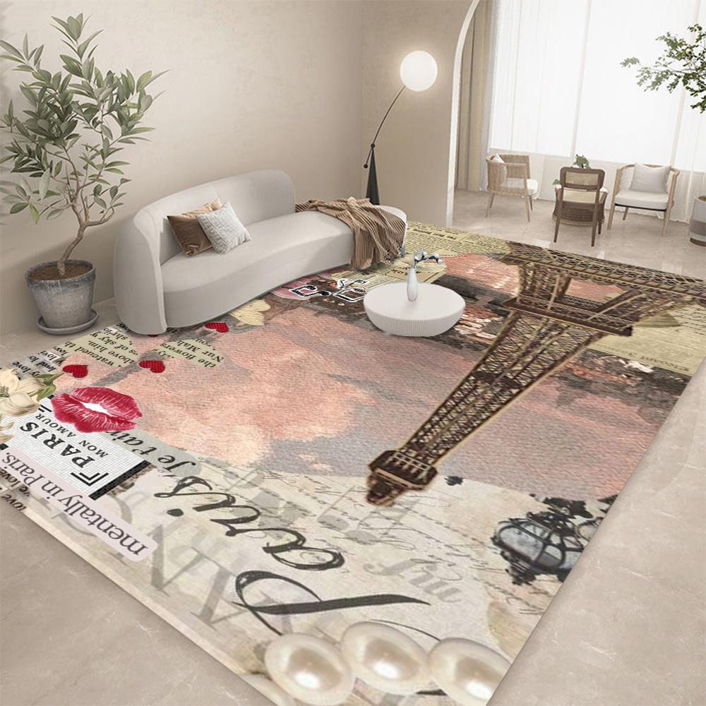 France Paris Eiffel Tower Romantic Art Area Rug,Carpet Rug for Living Room Bedroom Sofa Doormat Kitchen Decor Non-slip