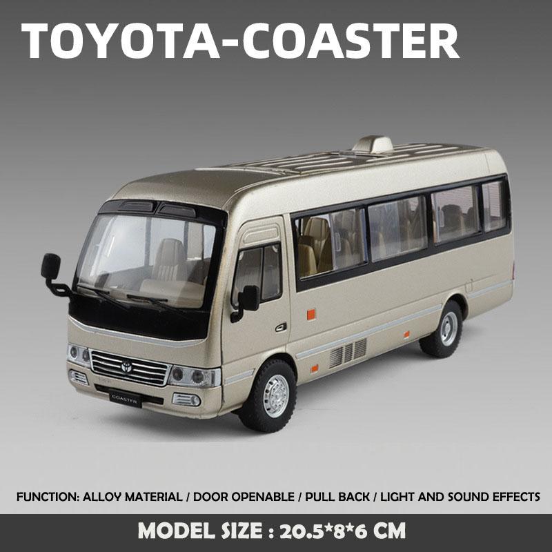 

Simulation 1:24 Toyota Coaster Bus Alloy Model Sound and Light Pull Back Toy Car Collection Miniature Voiture Children Boy gift золотой