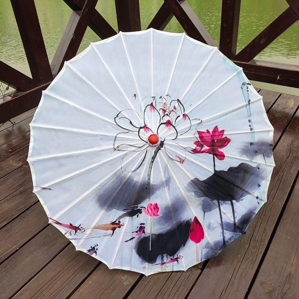 Vintage Chinese Silk Umbrella Decorative Hanging Stick Umbrella Sturdy Oiled Paper Umbrella  Kids