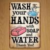 Retro Wash Hands Metal Sign Vintage Bathroom Kitchen Wall Decor Rustic Farmhouse Tin Plaque