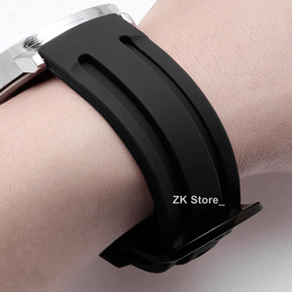 Silikon-Uhrenarmbänder 18/20/22/24/26/28/30mm Sport-Armband Weiches Tauch-Wasserfestes Armband Metall Gebürstete Schließe Armband