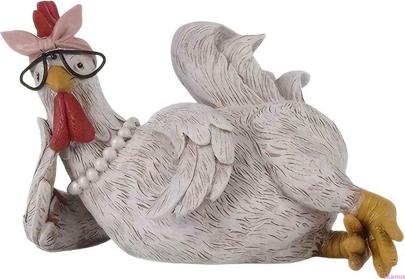 

Фигурка Курицы Доброе Утро Статуэтка Сидящей Лежащей Курицы из Смолы Фигурка Петуха Куриные Украшения для Дома Офиса Стола