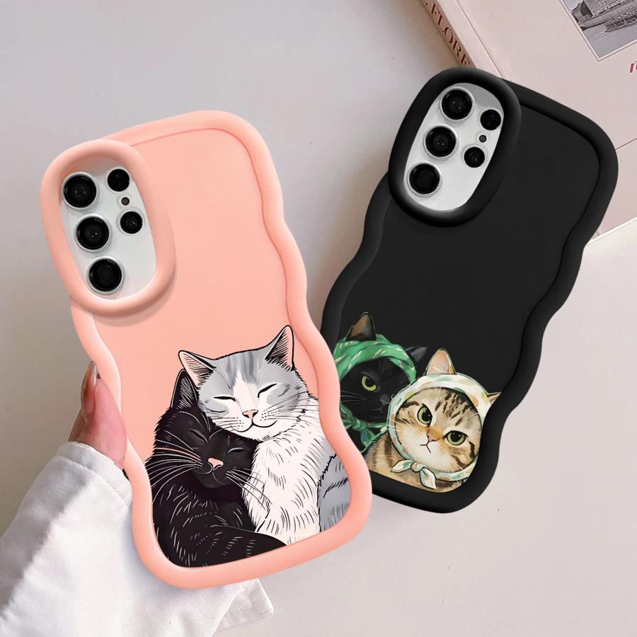 Soft Phone Cover Case for Samsung Galaxy A26 S22 Ultra S23 Plus S21 S25 S24 A25 S20 FE A24 A35 A34 A54 A55 A36 Cute Cat