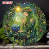Vintage Metal Wall Art Retro Earth Goddess Round Sign Sun Moon Floral Design Aluminum Wall Decor for Home Caf Living Room