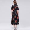 Elegant Gorgeous Flower Print Shirt Dress Women Summer Short Sleeve Collar Midi Dress with Sash Belt Vintage Style Party Wear