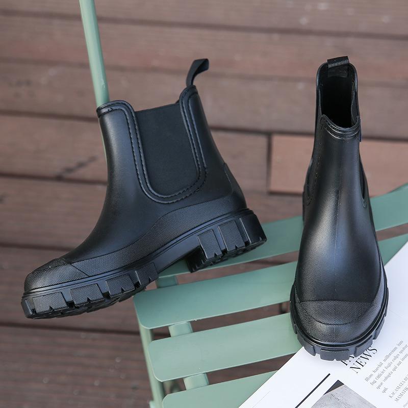 Women's Mid-Calf Chelsea Rain Boots - Waterproof, Non-Slip, Fashionable Rubber Shoes