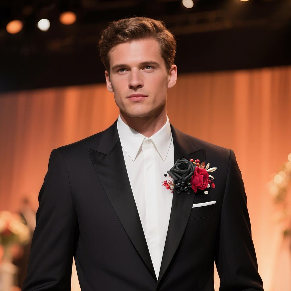 Uflower Groom Groomsmen Guest Boutonniere Set, Artificial Flowers for Wedding, Prom, Homecoming,Anniversary, Graduation