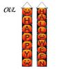 Durable Fabric Banner Halloween Porch Sign Banner, Pumpkin Ghost Party Awning Hanging Wall Decorative Holiday Door Decoration, Front Wreath