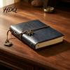 Sketchbook Notebook Faux Leather Binder 6 Ring Loose Leaf Vintage Personal Wear-resistant Journal Planner with Retro Steering Wheel Pendant