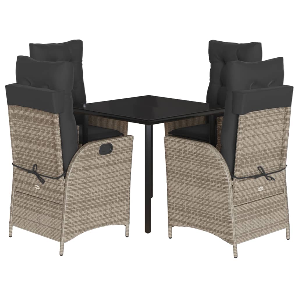 Vidaxl 5-Cz. Garden Furniture Set With Cushions, Grey, PE Rattan