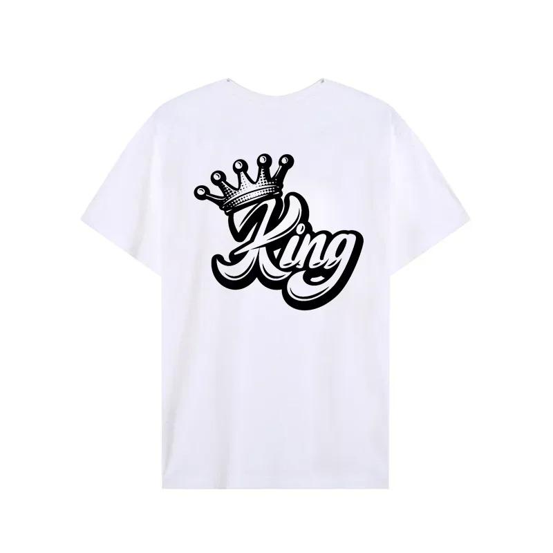 King Queen Crown Print Couple TShirts Harajuku Style Womens Comfortable Tees Summer Tops for Unisex and Women Tshirts