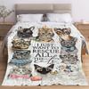 Watercolor cat costume pattern Flannel printed blanket suitable for all seasons suitable for living room office sofa and travel
