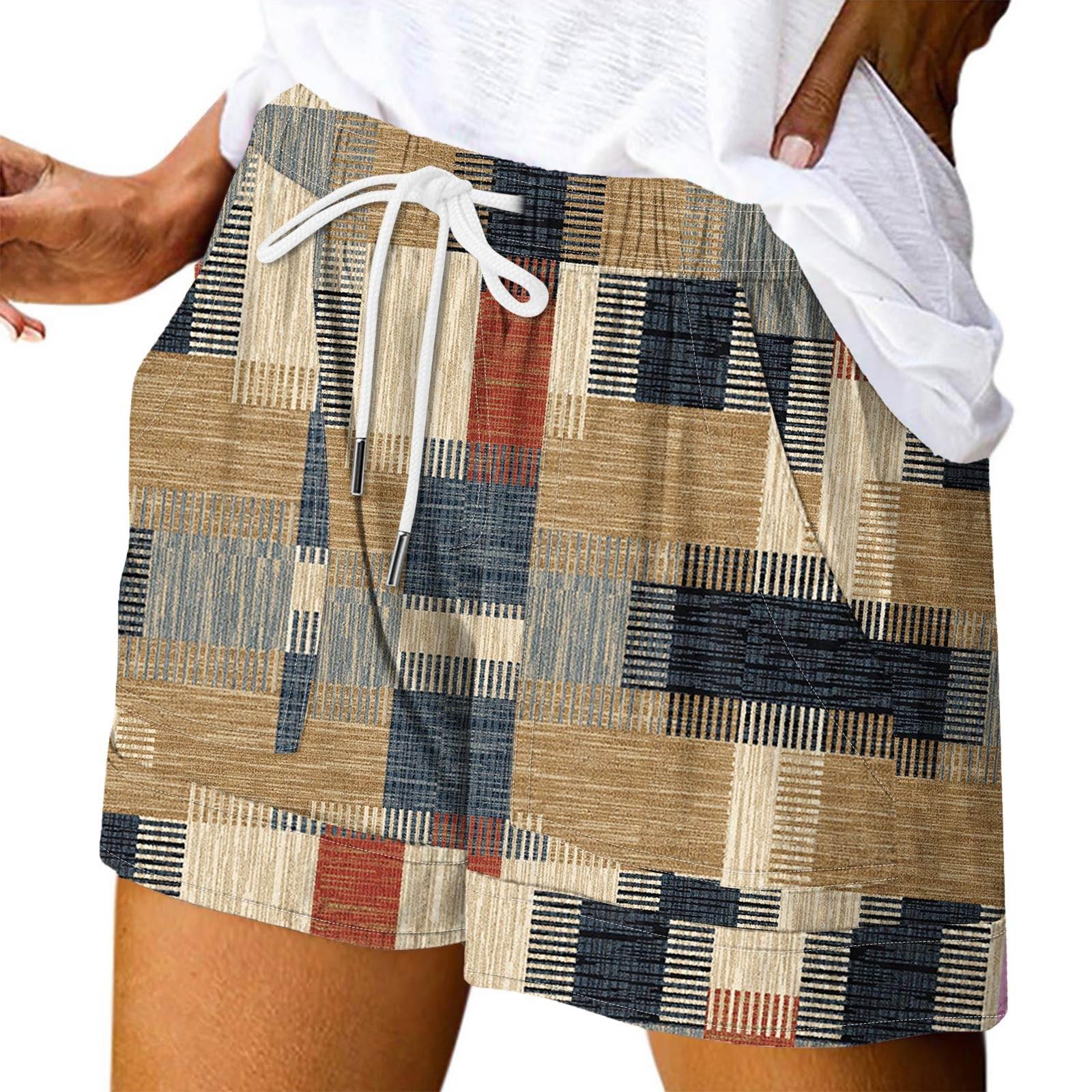 

Женские повседневные летние эластичные пляжные шорты с принтом повседневные шорты XL жёлтый