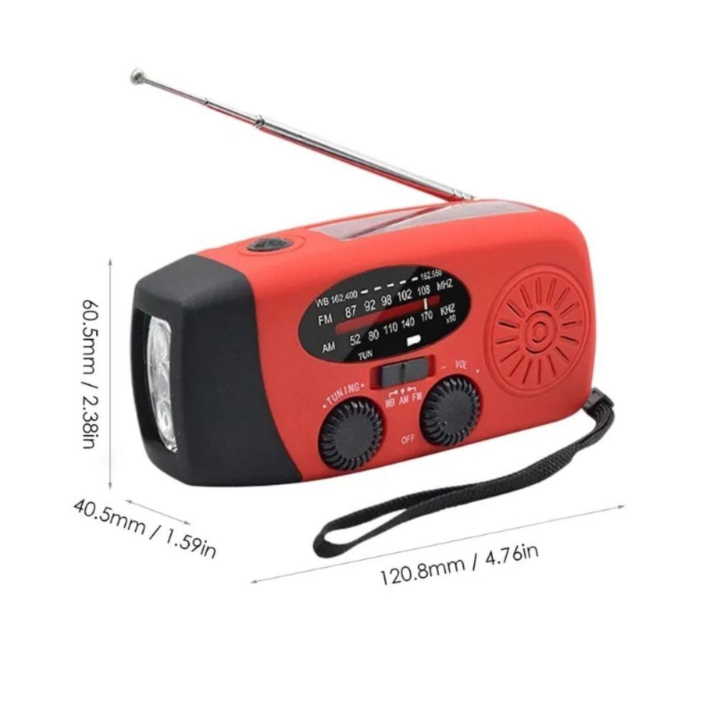 Multifunctional Emergency Radio with LED Flashlight FM AM WB NOAA Solar Radio Hand Crank Powered 600mAh