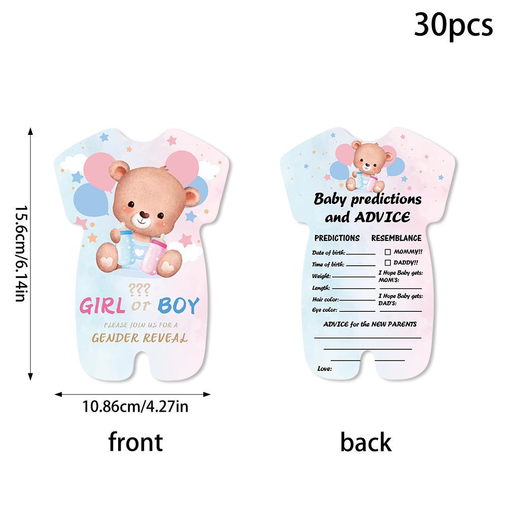 Party Gender Kids Reveal Cards Pack With Bear Illustration For Accessories Event