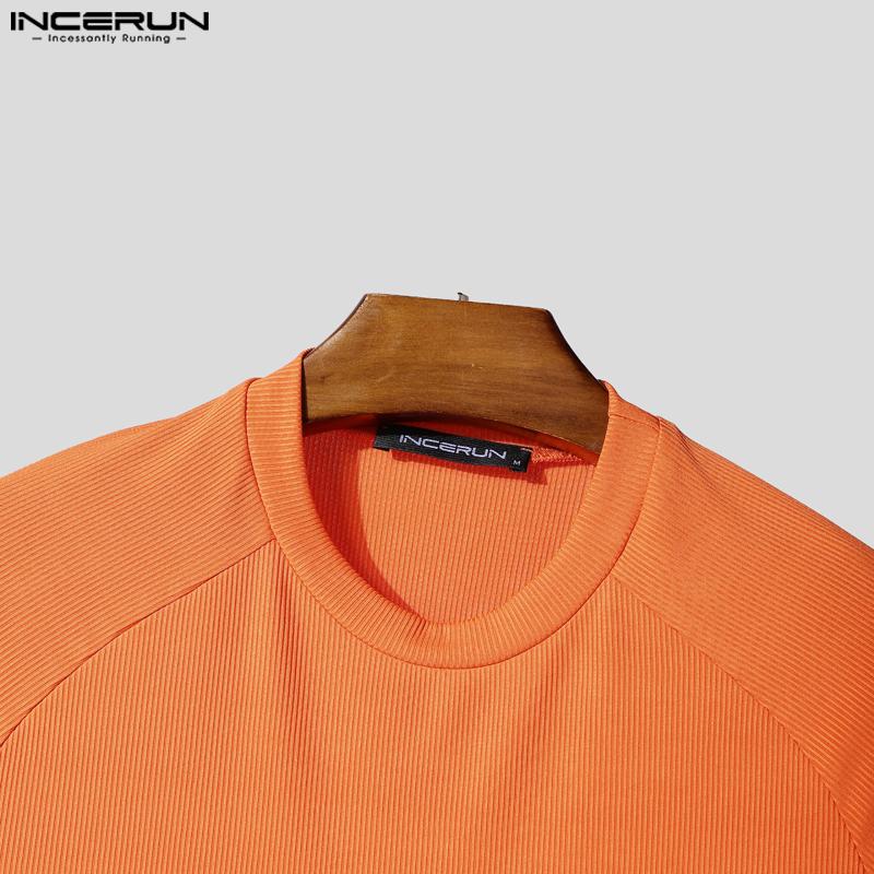 INCERUN Men Round Neck Short Sleeve Gym Sport Casual Fitted T-shirts