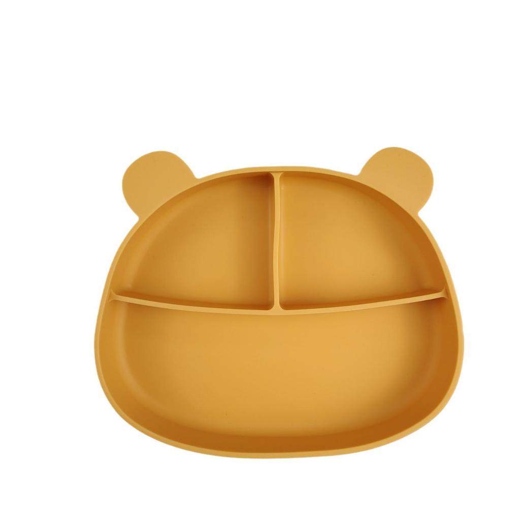 Silikon Bär Unterteilter Teller mit Saugfuß - Verbrühschutz, Sturzsicher Babygeschirr