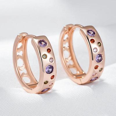 Colorful Zircon Women Hoop Earrings Fashion Daily Accessories Girls Jewelry