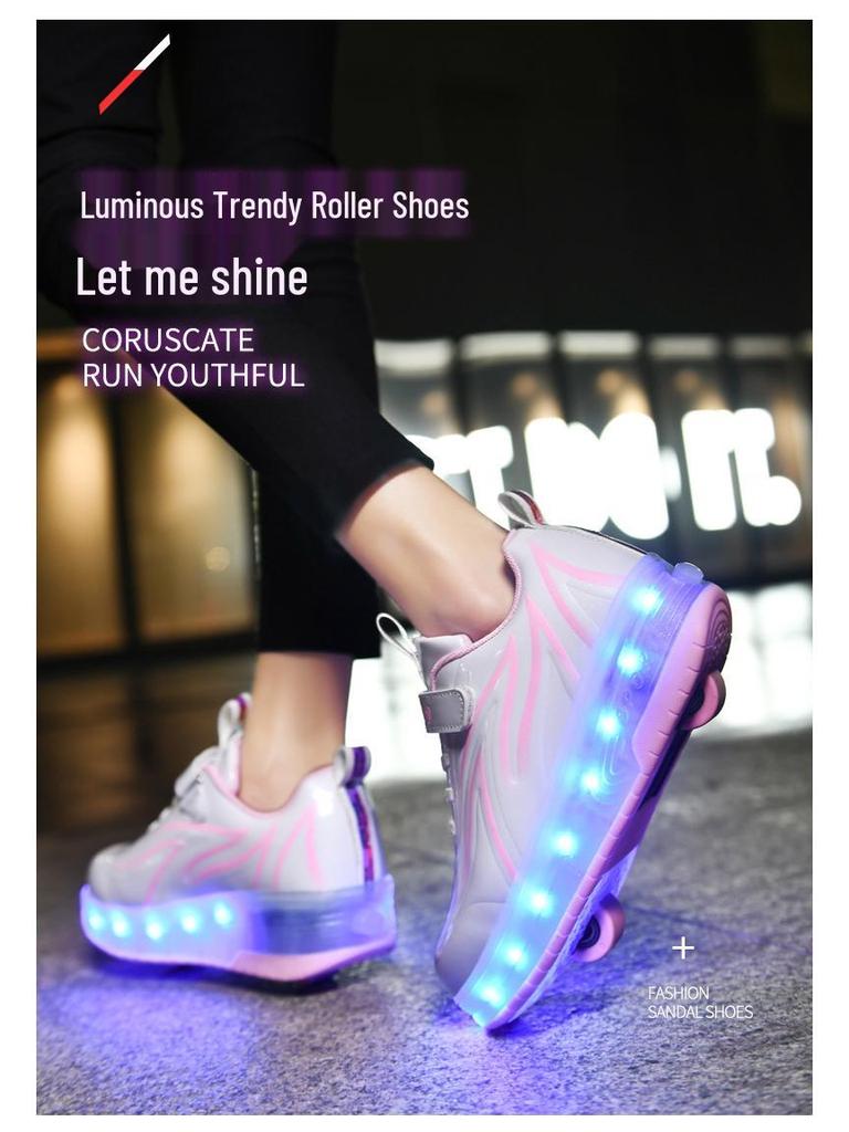 Children's Dynamic Electric Light-Up Roller Shoes with Single/Double Wheels