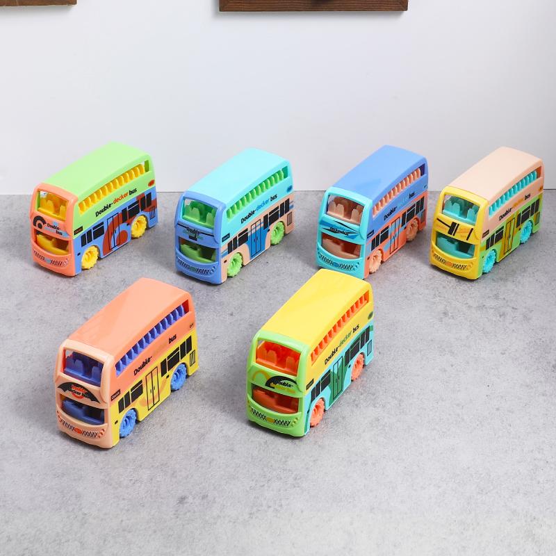 Dollhouse Mini Double  Bus Toy Colorful Model for Kids Room Play Accessories Educational Childrens Gift