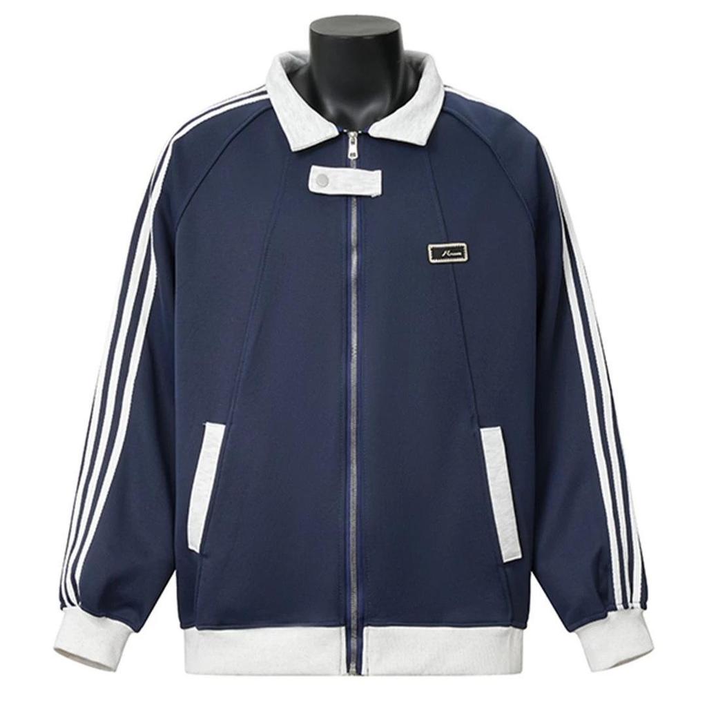 Men's Retro Striped Patchwork Baseball Jacket - Autumn/Winter Plus Velvet Cardigan