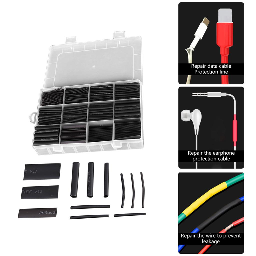 900 Pcs Electric Insulation Heat Shrink Tube Insulation Sleeving Electrical Wire Cable Wrap Assortment 2:1 Shrink Ratio
