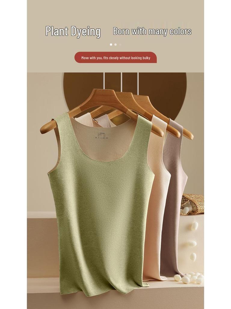 Women's Seamless Thermal Vest: Double-Sided Fleece, Slim Fit, Autumn/Winter Warm Base Layer.