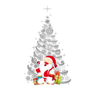Abnehmbare Weihnachtsmann-Muster-Tapete Weihnachtliches Wandbild Aufkleber Kunst Wand Tür Fenster Aufkleber Wohnzimmer Dekoration