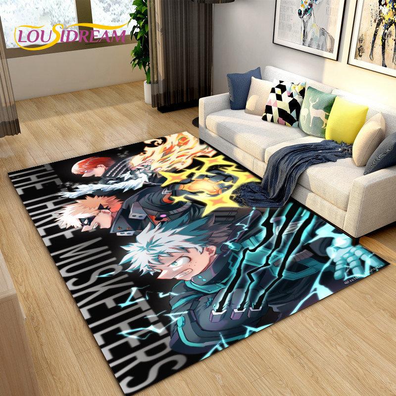 My Hero Academia, Japan Anime Area Koberec,Koberec Koberec do obývacího pokoje Ložnice Pohovka Dekorace rohožky, Protiskluzová podložka pro děti na hraní