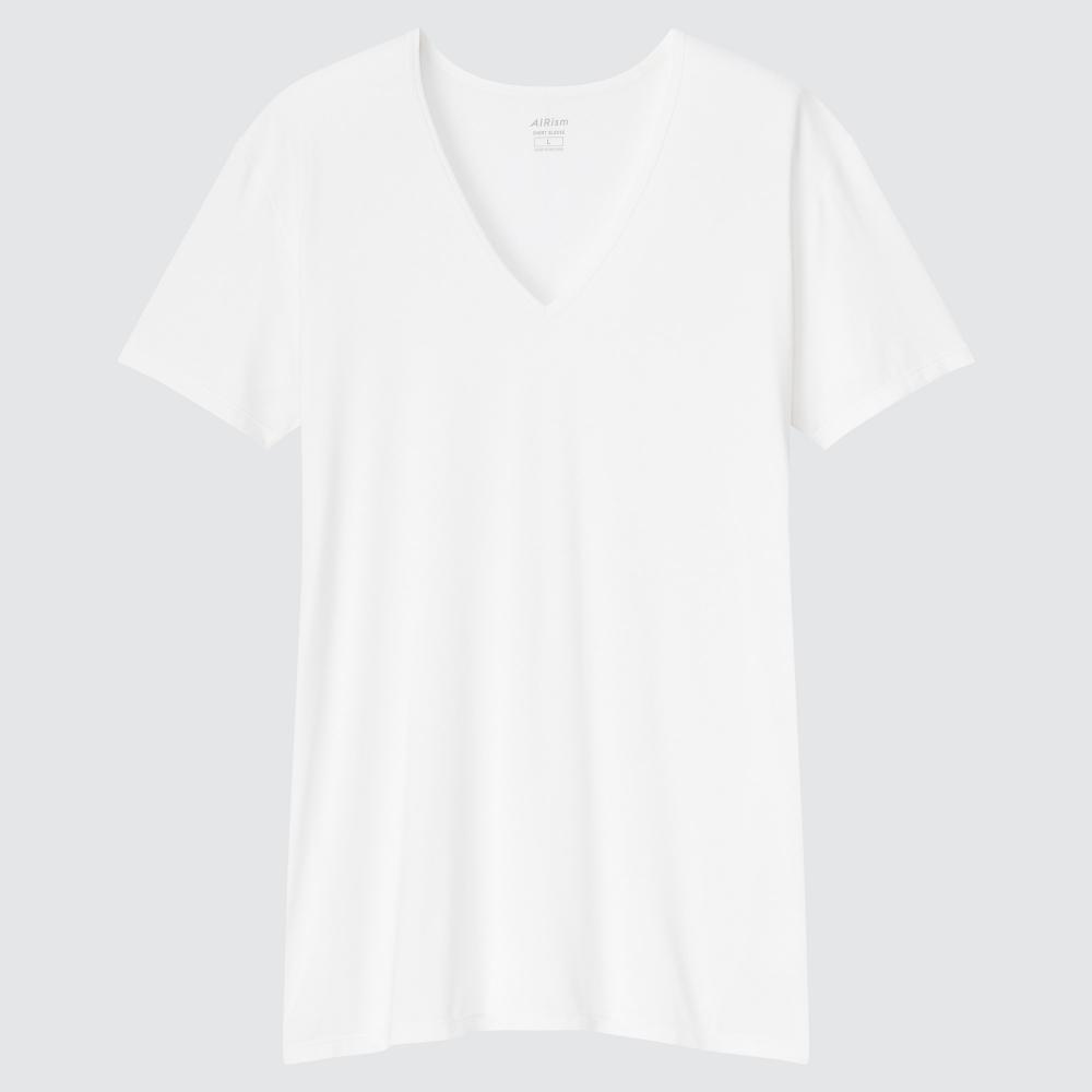 

UNIQLO AiRism V-образный вырез Т-образный вырез с короткими рукавами