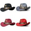 Vintage Cowhead Star Badge Western Cowboy Hat With Wide Brim For Adults And Kids
