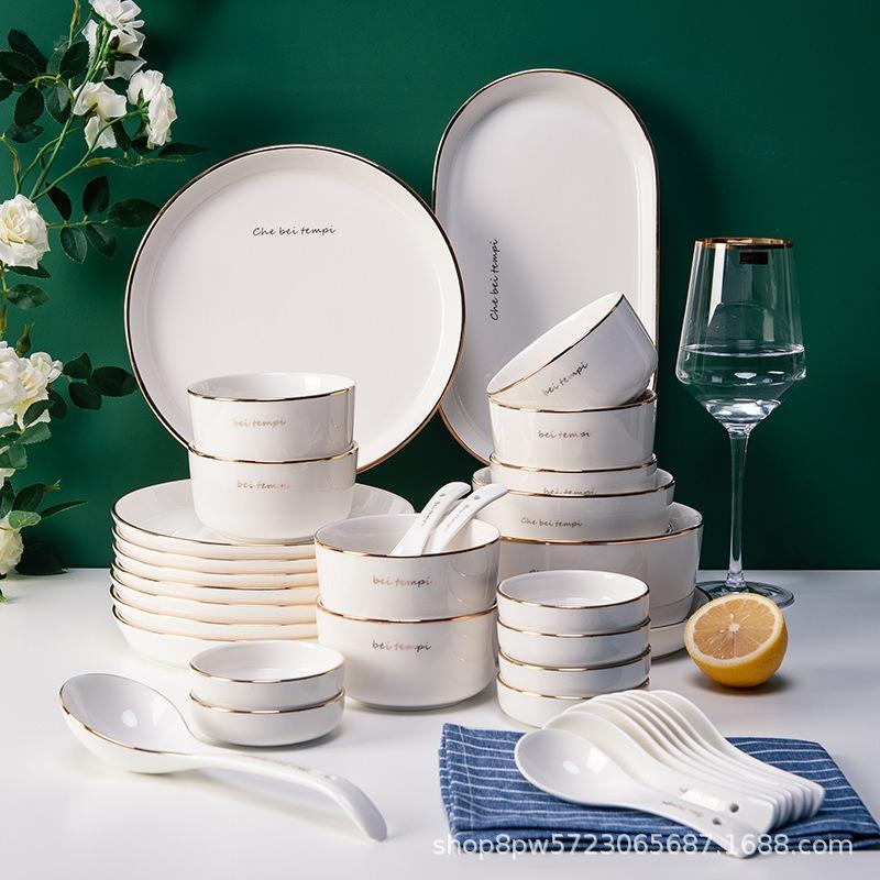 Dish set, household creative tableware, wind ceramics, Phnom Penh, breakfast, rice bowl, chopsticks
