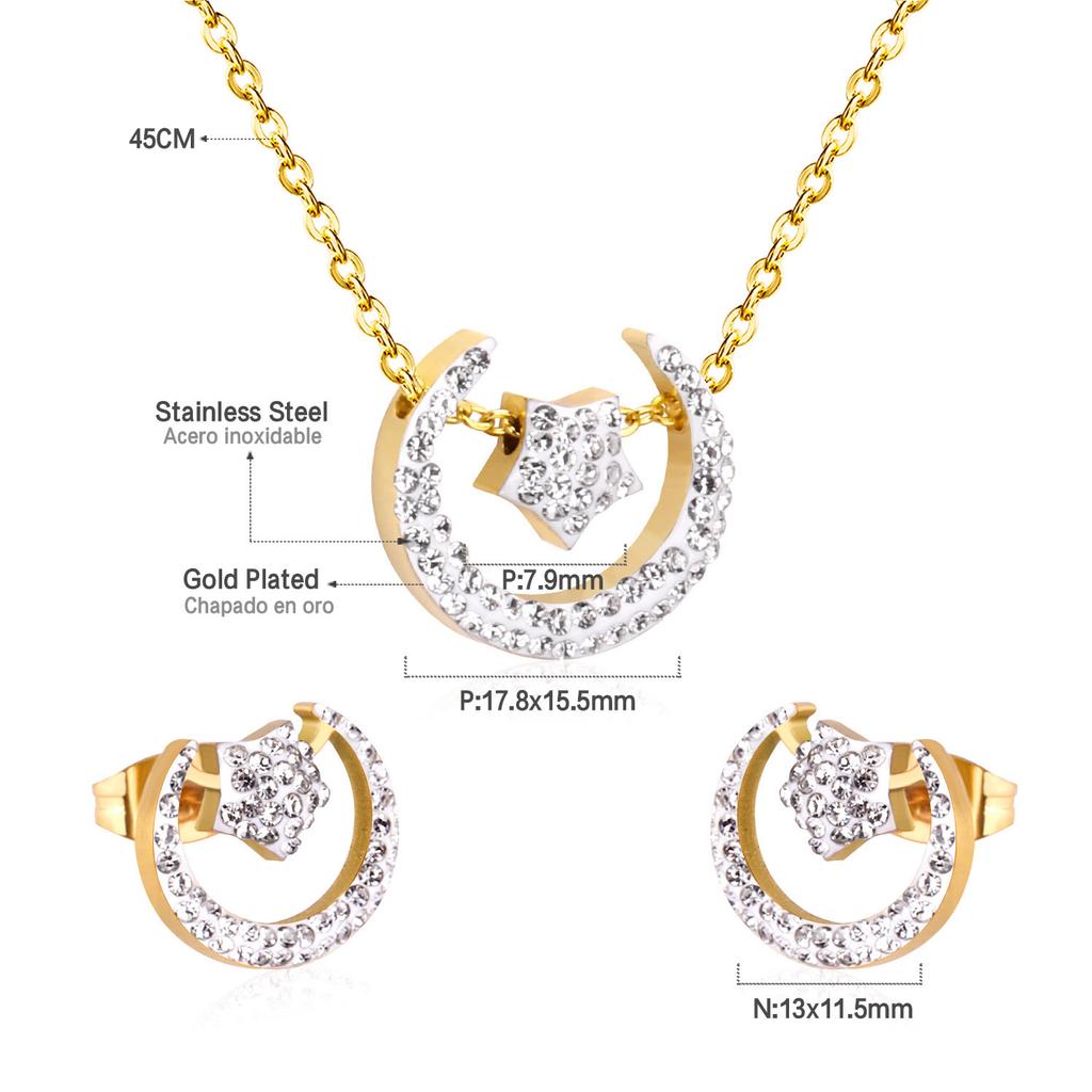 Elegant Gold Earrings And Necklace Set Delicate Women's Jewelry Collection