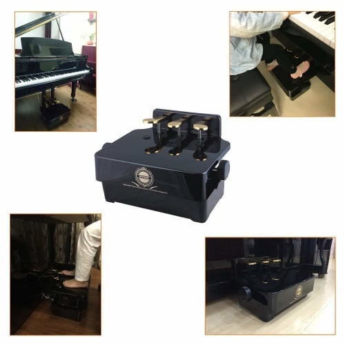 Piano Auxiliary Pedal, Adjustable Height Piano Pedal, 3 Pedals (Black)