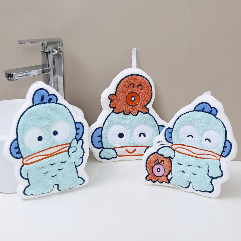 New Cartoon Clownfish, Coral Fleece, Water-absorbing and Quick-drying Children's Hand Wipes, Small Square Towels, Octopus Can Hang Non-smelly Hand