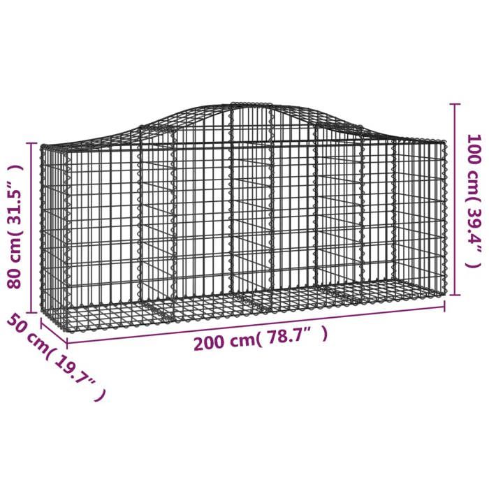 VidaXL 10x Paniers à Gabions Arqués Cages à Gabions Arquées Murs de Gabion Barrières de Jardin Terrasse Extérieur 3145627