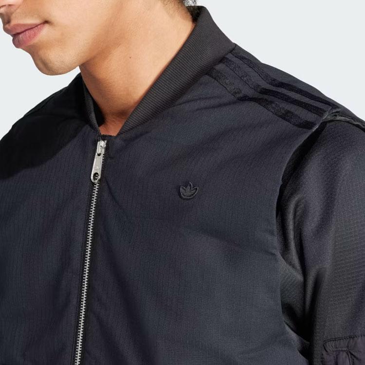 Adidas Originals Solid Color Logo Zip Vest Men Vests Black IR7735