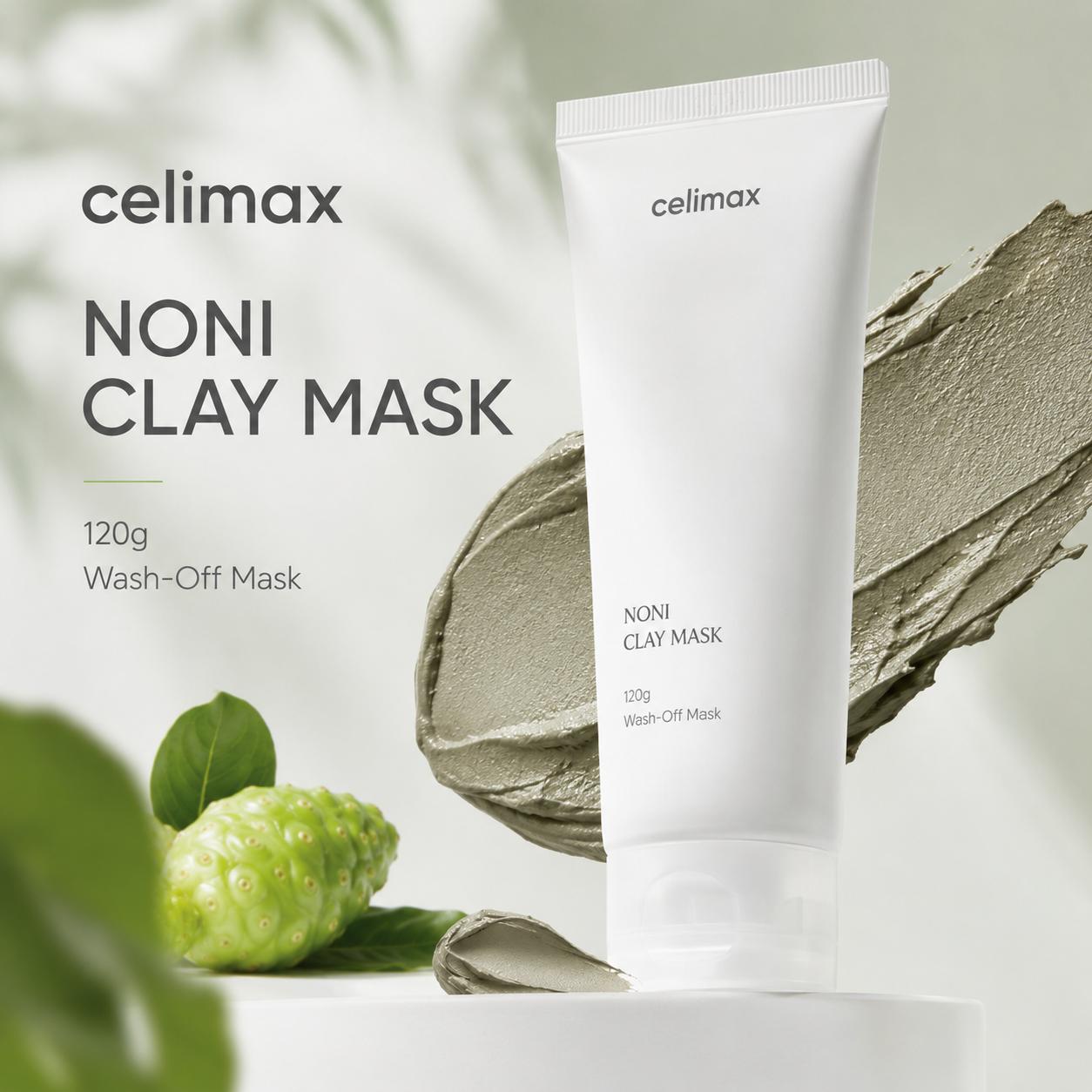 Celimax Noni Fruit Extract Clay Mask, Pore Purifying & Refining Wash-Off Mask, 120g
