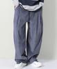 Deumakeu Corduroy Real Wide One-Pleat Pants Grayish Blue