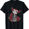 Calavera Chihuahua Skull Roses Dia De Los Muertos Art T-Shirt